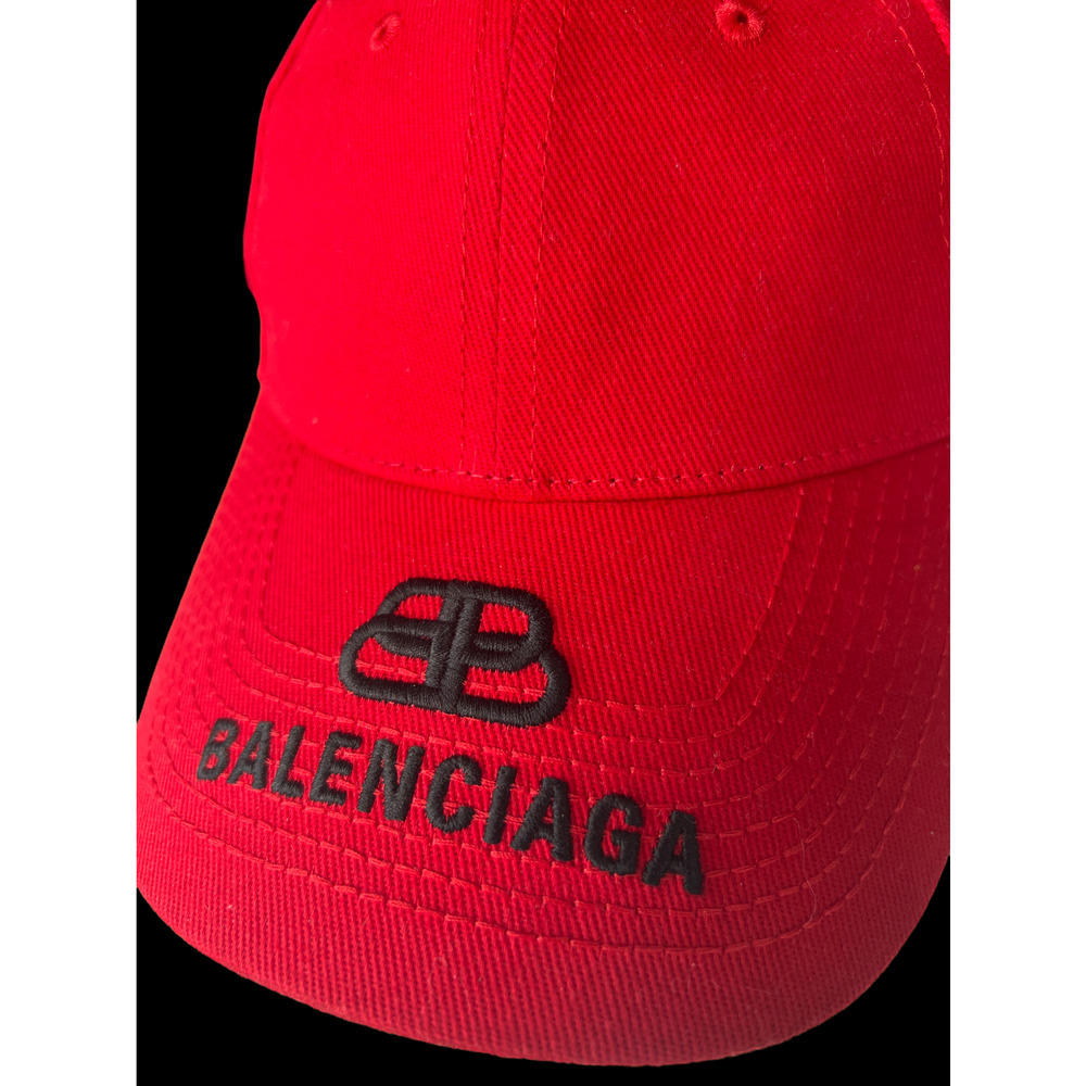 💛SOLD🖤 Balenciaga Embroidered Logo BB Baseball Cap in Red *Classic* - Picture 1 of 4
